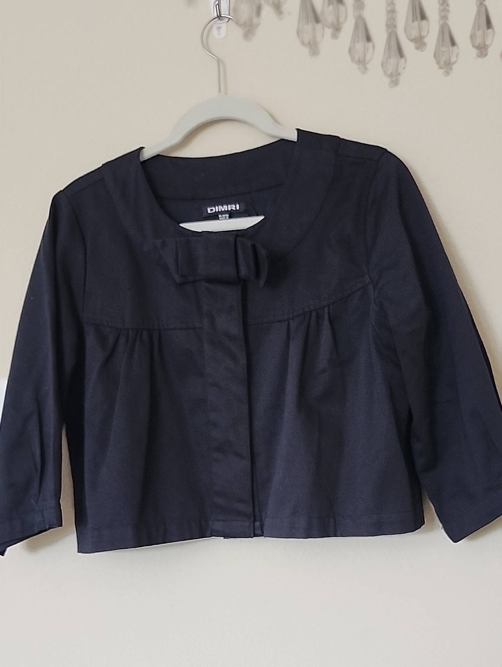 DIMRI Navy Cropped Bow-Front Jacket